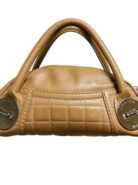 CHANEL RARE TAN BUTTON DOME CAVIAR LEATHER SMALL SATCHEL HANDBAG